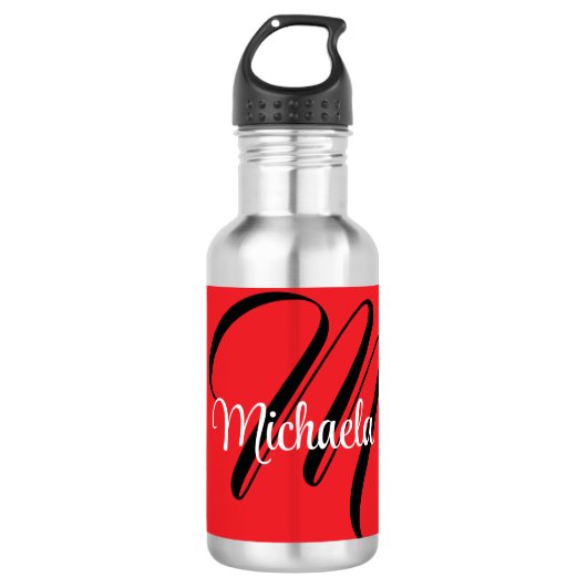 Minimalistische moderne monogram initiaal naam roo waterfles (Voorkant)