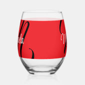 Minimalistische moderne monogram initiaal naam roo wijnglas zonder voet (Links)