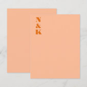 Minimalistische moderne Monogram Initialen Peach Bedankkaart (Voorkant / Achterkant)