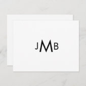 Minimalistische, moderne monogram Initialen plat Bedankkaart (Voorkant / Achterkant)