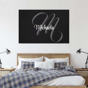Minimalistische moderne monogram initiële naam canvas afdruk