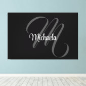 Minimalistische moderne monogram initiële naam canvas afdruk (Insitu (Houten vloer))