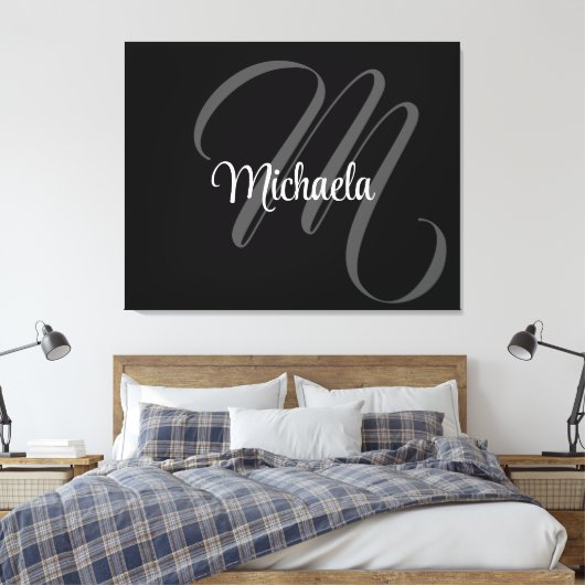 Minimalistische moderne monogram initiële naam canvas afdruk (Insitu (Slaapkamer))