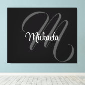 Minimalistische moderne monogram initiële naam canvas afdruk (Insitu (Houten vloer))