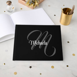 Minimalistische moderne monogram initiële naam gastenboek