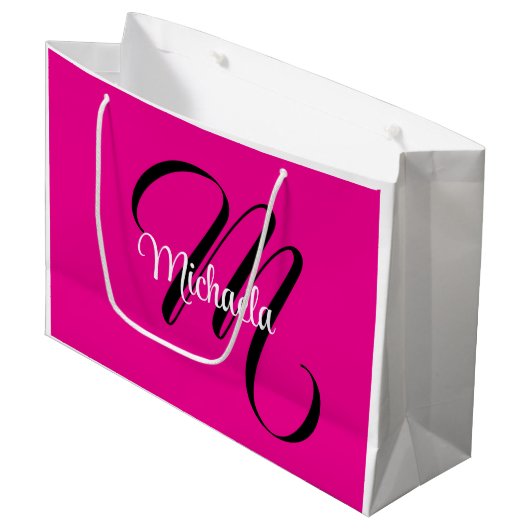 Minimalistische moderne monogram initiële naam hee groot cadeauzakje (Voorkant Gekanteld)