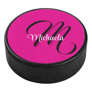 Minimalistische moderne monogram initiële naam hee hockey puck