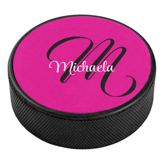 Minimalistische moderne monogram initiële naam hee hockey puck (3/4)