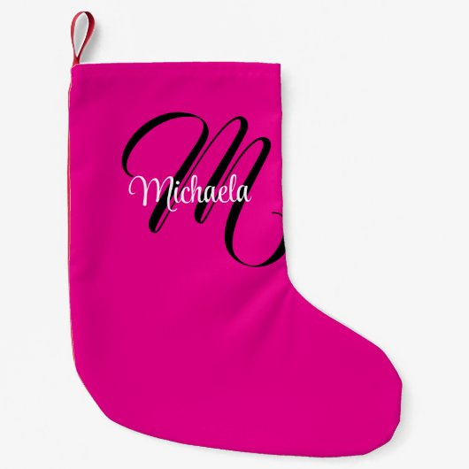 Minimalistische moderne monogram initiële naam hee kleine kerstsok (Voorkant)