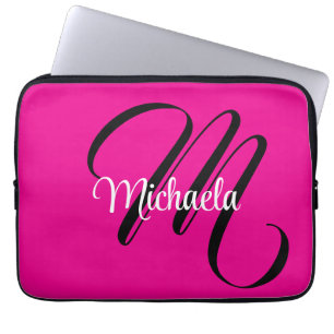 Minimalistische moderne monogram initiële naam hee laptop sleeve