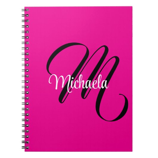 Minimalistische moderne monogram initiële naam hee notitieboek (Voorkant)