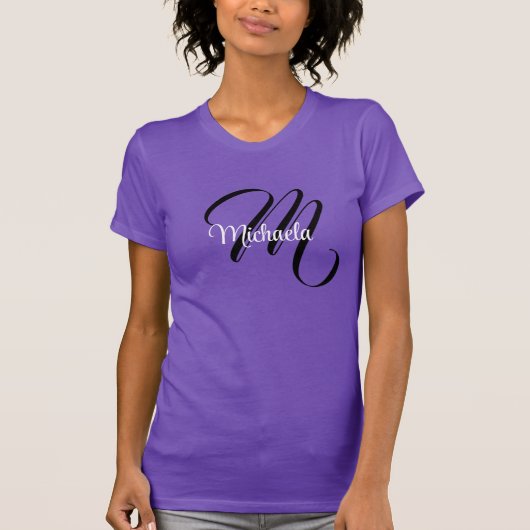 Minimalistische moderne monogram initiële naam hee t-shirt (Voorkant)