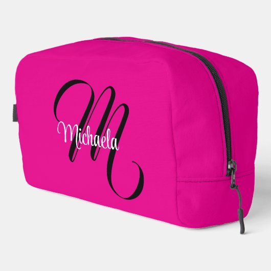 Minimalistische moderne monogram initiële naam hee toilettasje (Rechterhoek)