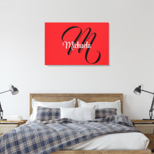 Minimalistische moderne monogram initiële naam roo canvas afdruk