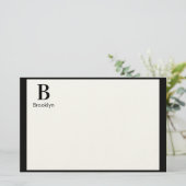 Minimalistische moderne monogram met rand briefpapier (Staand voorkant)