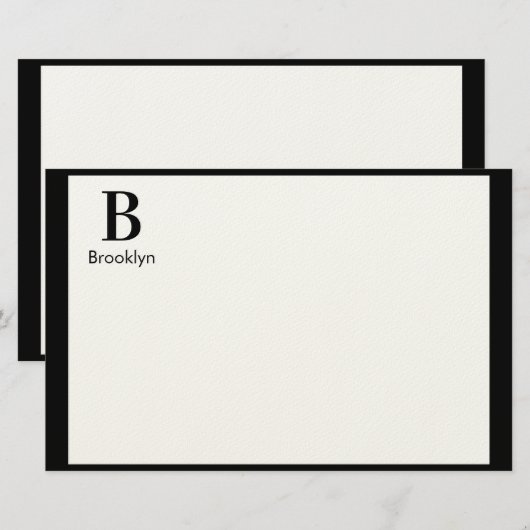 Minimalistische moderne monogram met rand briefpapier (Voorkant / Achterkant)