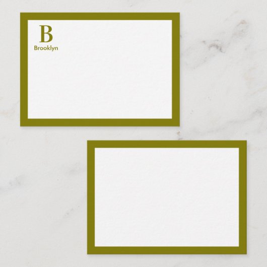 Minimalistische moderne monogram met rand notitiekaartje (Voorkant / Achterkant)