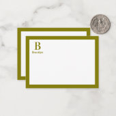 Minimalistische moderne monogram met rand notitiekaartje (Voorkant / Achterkant in situ)