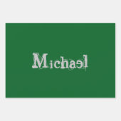 Minimalistische moderne monogram naam donkergroen inpakpapier vel (Voorkant 3)