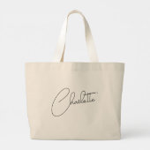 Minimalistische Moderne Monogram Naam Grote Tote Bag (Achterkant)