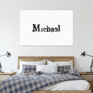 Minimalistische moderne monogram naam zwart grijs canvas afdruk