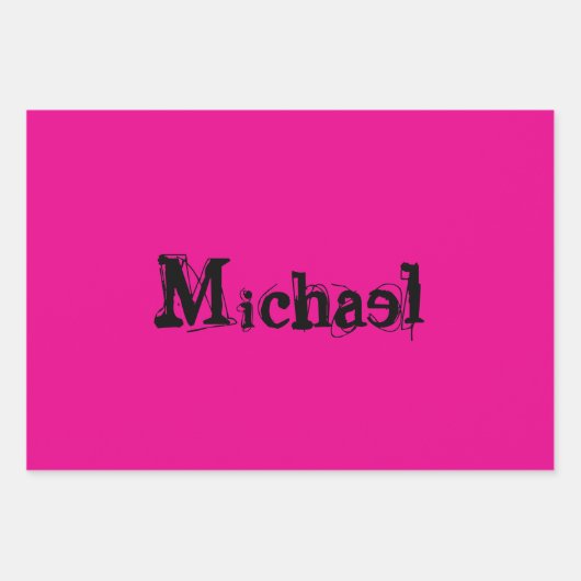 Minimalistische moderne monogram naam zwart heet r inpakpapier vel (Voorkant 2)