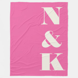 Minimalistische moderne monogram roze trouw fleece deken