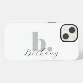Minimalistische moderne monogram script naam iPhone hoesje (Achterkant horizontaal)