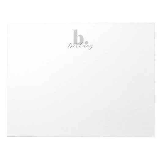 Minimalistische moderne monogram script naam notitieblok (Voorkant)