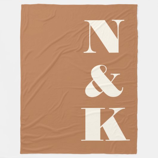Minimalistische moderne monogram terracotta bruilo fleece deken (Voorkant)