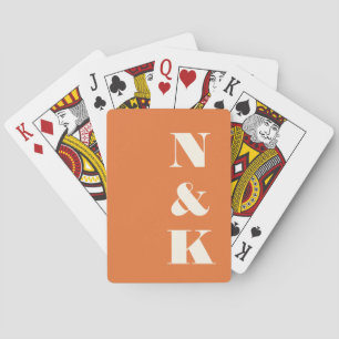 Minimalistische Moderne Monogram Verbrande Oranje Pokerkaarten