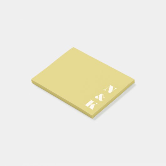 Minimalistische moderne monogram zachte gele op ma post-it® notes (Schuin)