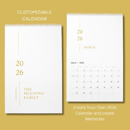 Minimalistische moderne muurkalender 2026 kalender
