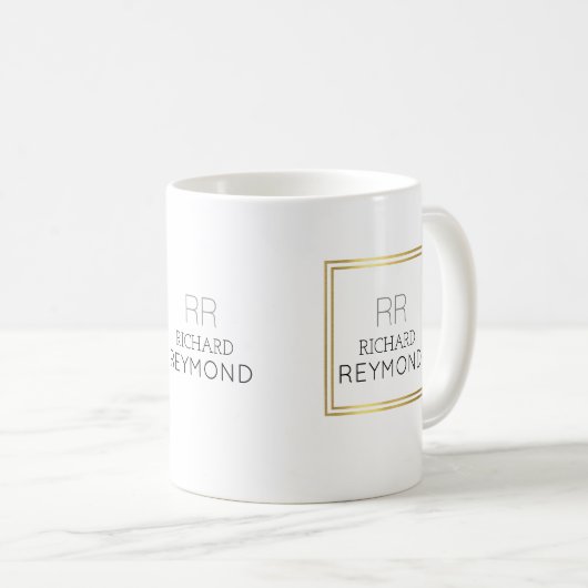 minimalistische moderne naam en initialen op elega koffiemok (Voorkant rechts)