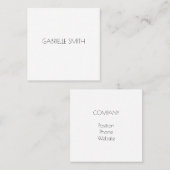 Minimalistische Moderne NAAM Info Zwart Wit Vierkante Visitekaartje (Voorkant / Achterkant)