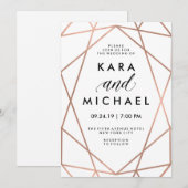 Minimalistische moderne namaak rozen goud op wit kaart (Voorkant / Achterkant)