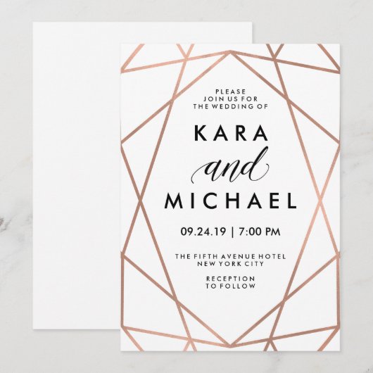 Minimalistische moderne namaak rozen goud op wit kaart (Voorkant / Achterkant)