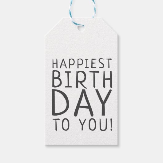 Minimalistische moderne neutraal gelukkigste verja cadeaulabel (Voorkant)