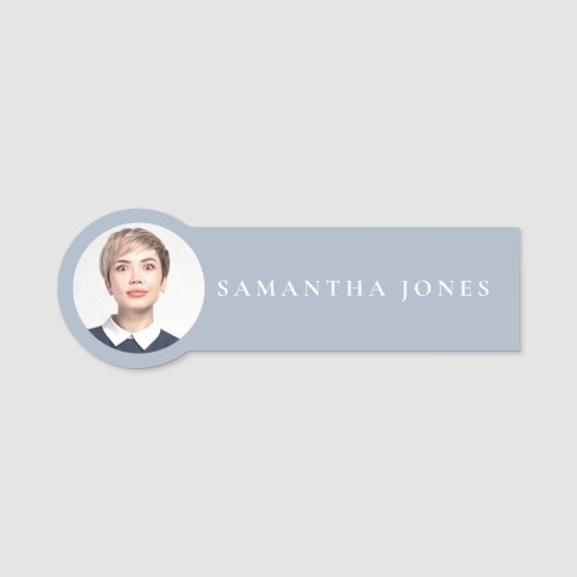 Minimalistische Moderne Neutrale foto Naam Tag (Voorkant)