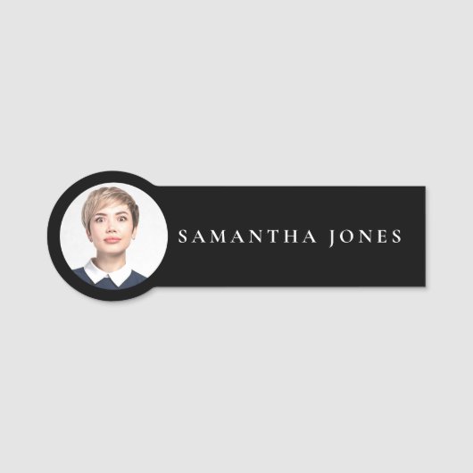 Minimalistische Moderne Neutrale Gouden Foto Naam Naamplaatje (Voorkant)