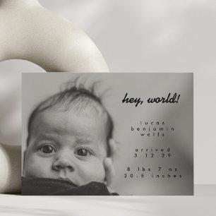 Minimalistische moderne nieuwe baby aangepaste fot aankondiging