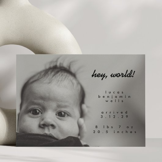 Minimalistische moderne nieuwe baby aangepaste fot aankondiging