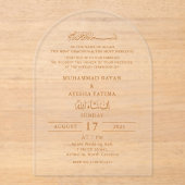 Minimalistische moderne Nikkah islamitische islami Acryl Uitnodigingen (Voorkant)