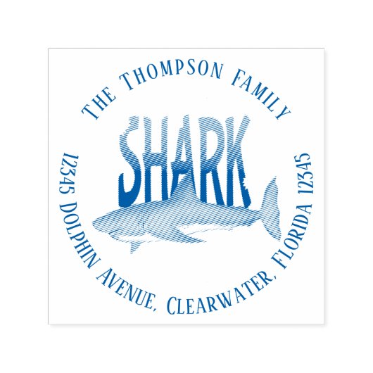 Minimalistische moderne oceeunhaai Schattig Eenvou Zelfinktende Stempel (Design)