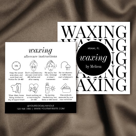 Minimalistische moderne ontharing waxing care Kaar Vierkante Visitekaartje