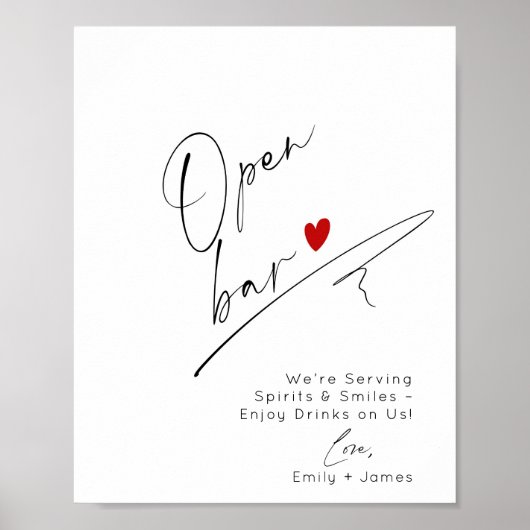 Minimalistische moderne open bar bruiloft poster (Voorkant)