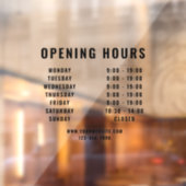 Minimalistische moderne openingsuren zwart voor be raamsticker (Vel 2)