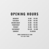 Minimalistische moderne openingsuren zwart voor be raamsticker (Vel)