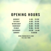 Minimalistische moderne openingsuren zwart voor be raamsticker (Vel 3)