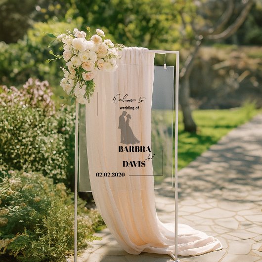 Minimalistische moderne paar silhouet bruiloft acryl bord